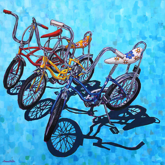 "The Neighborhood Banana Seat Bike Gang" Acrylic Painting