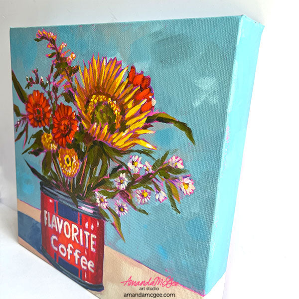 "Flavorite Coffee Bouquet" Acrylic Painting