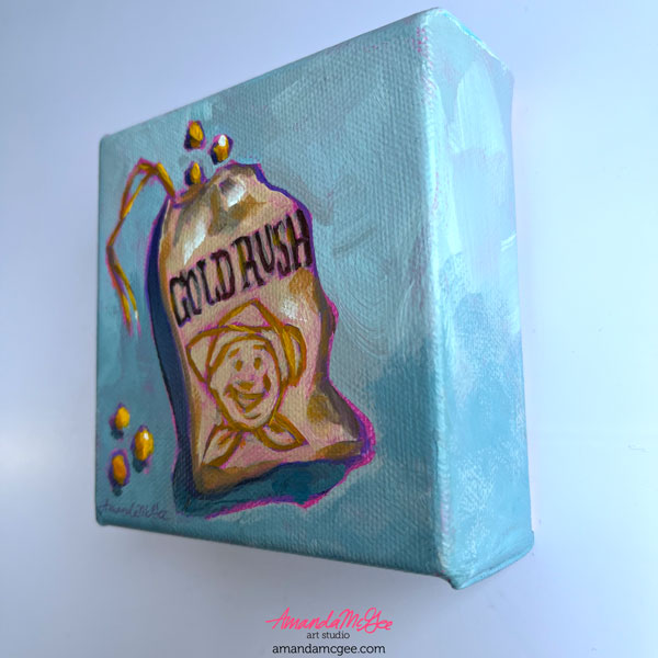 "Gold Rush Gum" Retro Candy Acrylic Painting
