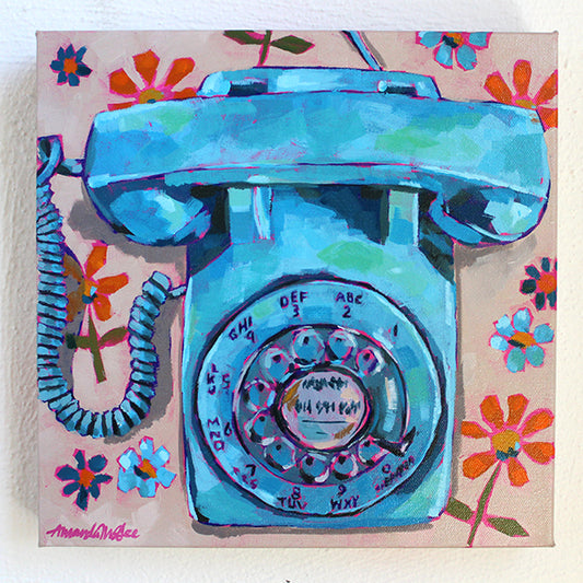 "I've Got Your Number" Rotary Telephone Acrylic Painting