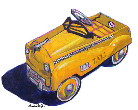 Art Print: Vintage Pedal Car "Lil Taxi (on white)"