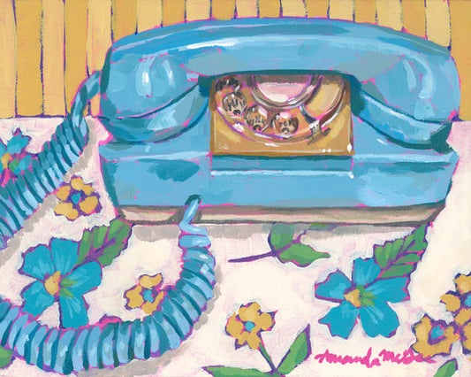 "Princess Blue Bell" Rotary Telephone Acrylic Painting