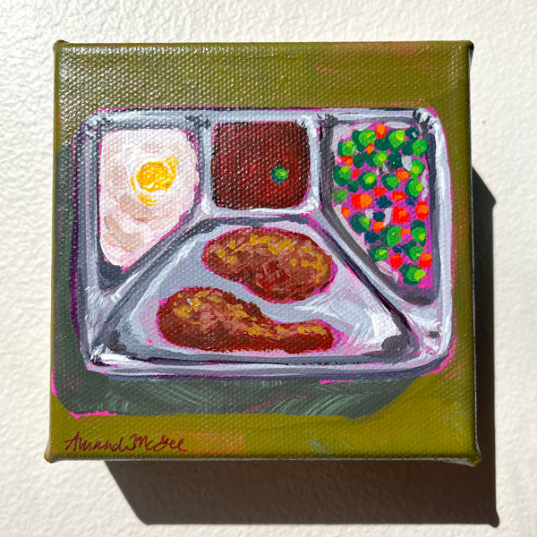 "TV Dinner with Pea" Acrylic Painting