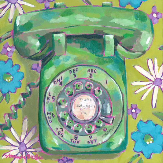 "Toll Free" Rotary Telephone Acrylic Painting