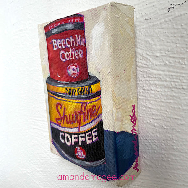 "Beech Nut & Shurfine" Vintage Coffee Cans Acrylic Painting