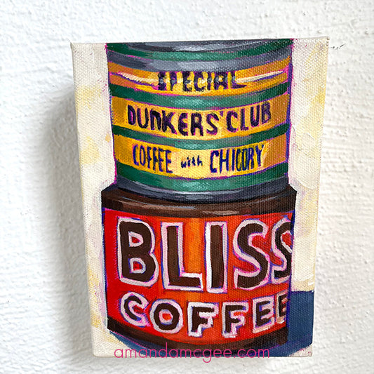"Dunker's Bliss" Vintage Coffee Cans Acrylic Painting