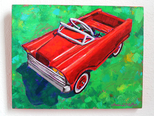 "Lil Red Vette" Vintage Pedal Car Acrylic Painting