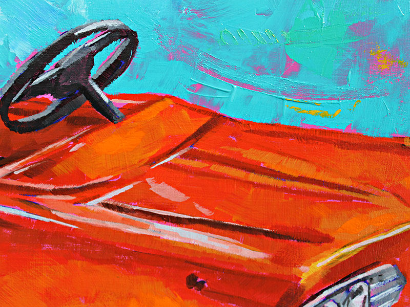 "Peelin' Rubber" Vintage Pedal Car Acrylic Painting