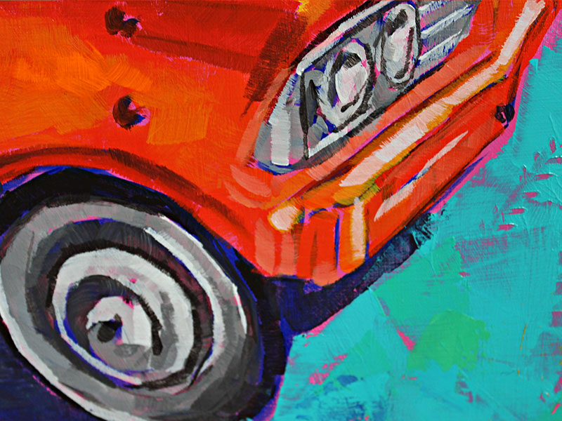 "Peelin' Rubber" Vintage Pedal Car Acrylic Painting