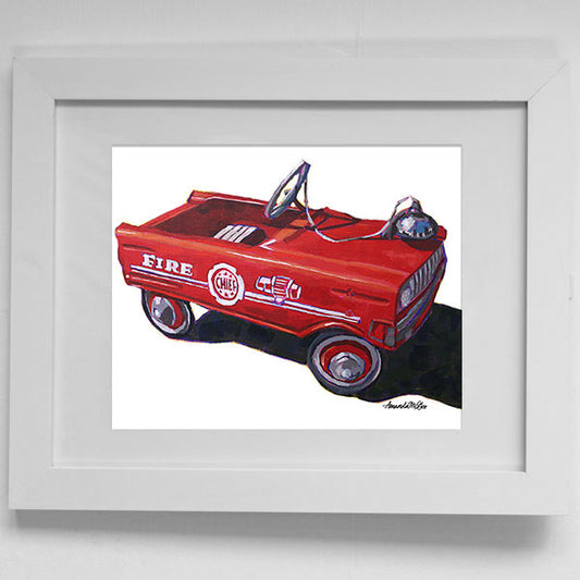 Framed Art Print: "Lil Fire Chief (on white)"