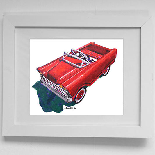 Framed Art Print: "Lil Red Vette (on white)"