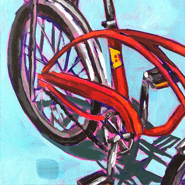 "Sidewalk Stunt Bike" Acrylic Painting