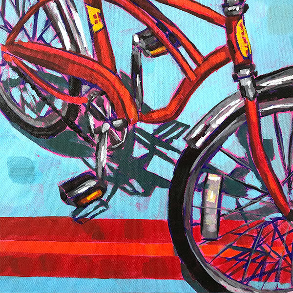 "Sidewalk Stunt Bike" Acrylic Painting