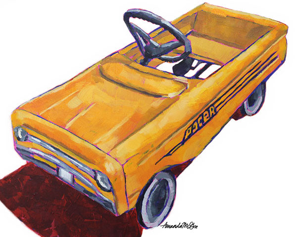 Art Print: Vintage Pedal Car "The Pacer (on white)"