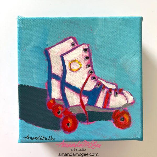 "1970s Skates" Acrylic Painting