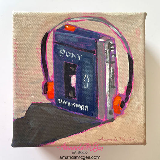 "80's Headphones" Retro Acrylic Painting