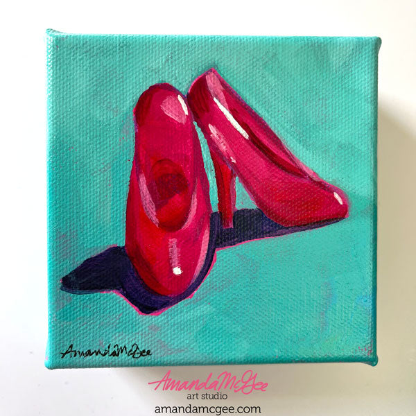 "Barbie Shoes" Vintage Doll Shoes Acrylic Painting