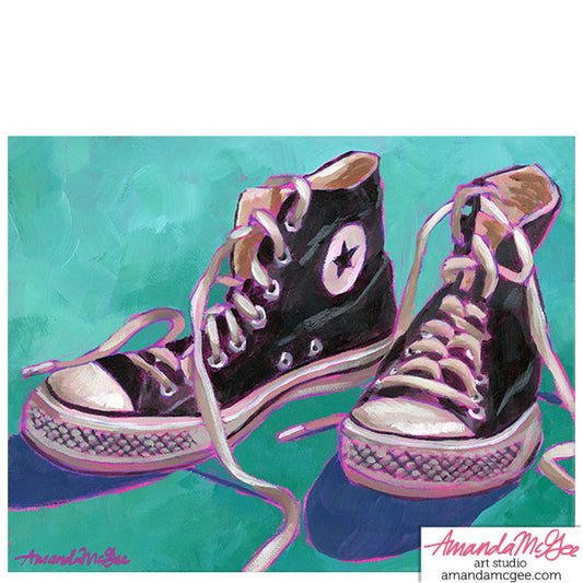 Art Print: "Black Chucks on Teal"