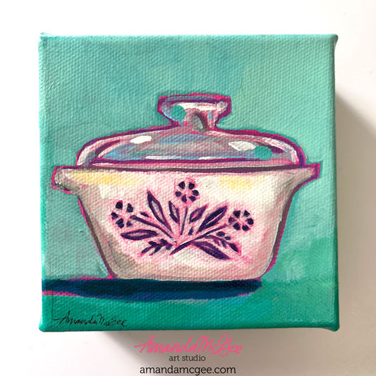 "Classic Corningware" Vintage Dish Acrylic Painting