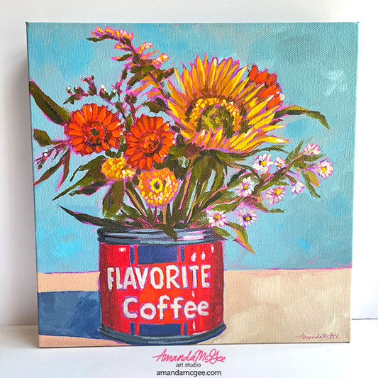 "Flavorite Coffee Bouquet" Acrylic Painting