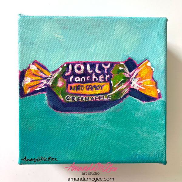 "Green Apple Jolly" Classic Candy Acrylic Painting