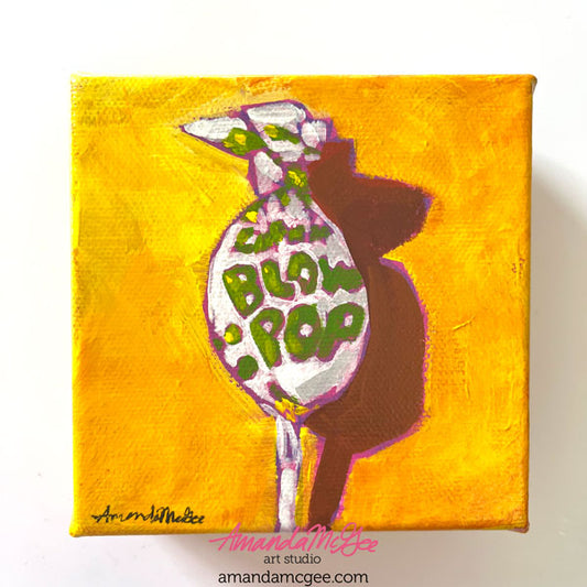 "Green Blow Pop" Classic Candy Acrylic Painting