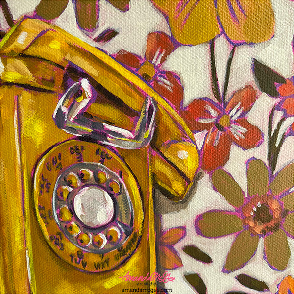 "Hang On" Vintage Rotary Telephone Acrylic Painting