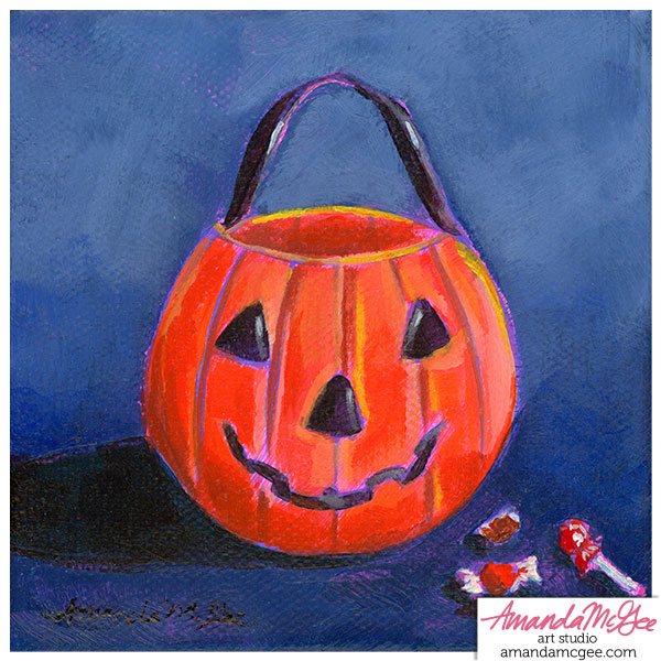 Art Print: "Jack-O-Lantern Candy Bucket"