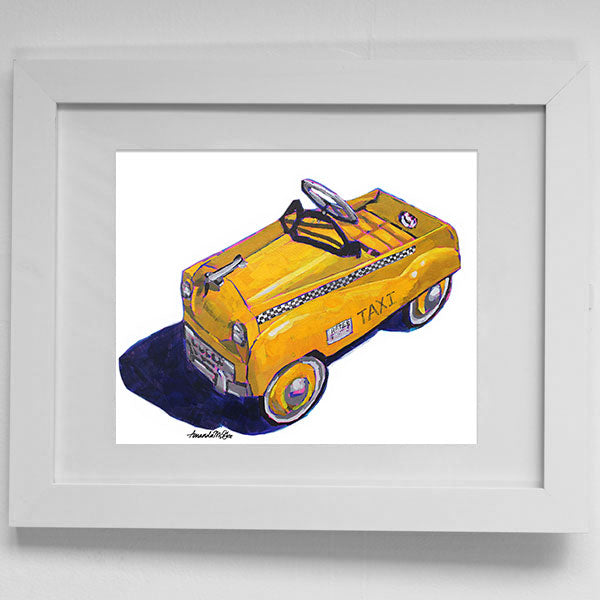 Art Print: Vintage Pedal Car "Lil Taxi (on white)"