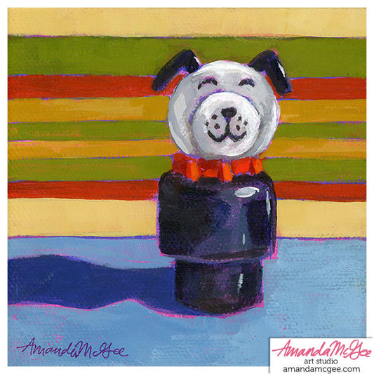 Art Print: "Little Dog Retro Stripe"