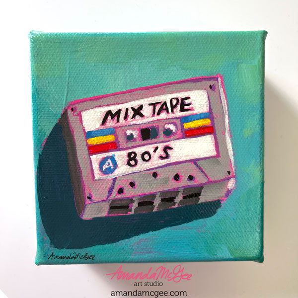 "Mix Tape 80's" Retro Cassette Tape Acrylic Painting