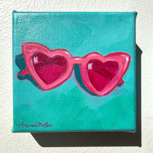 "Pink Heart Sunglasses" Acrylic Painting