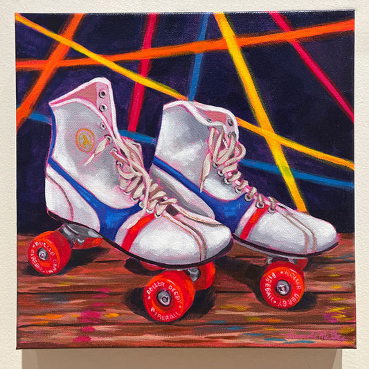 "Roller Derby Fireball" Acrylic Painting