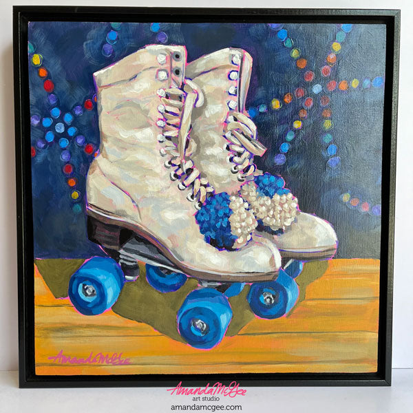 "Roller Derby" Vintage Roller Skates Acrylic Painting