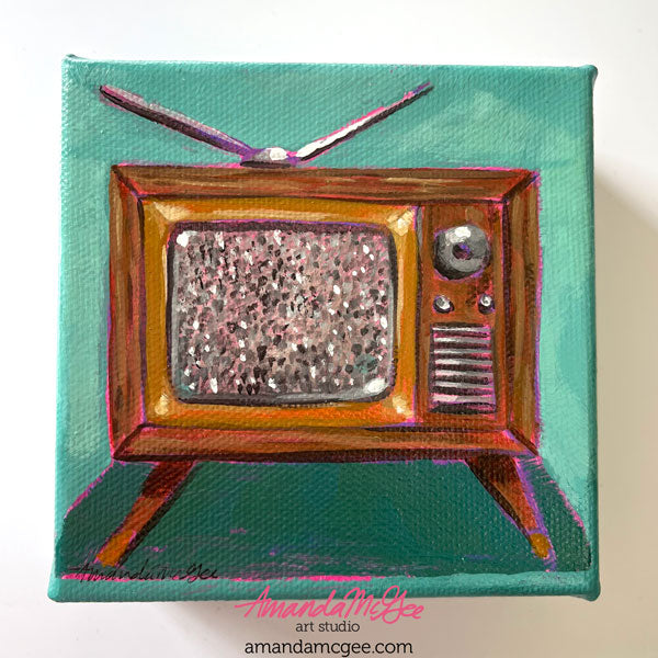 "Snow TV" Acrylic Painting