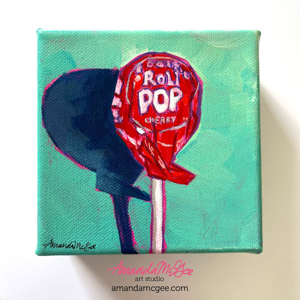 "Tootsie Roll Pop" Classic Candy Acrylic Painting