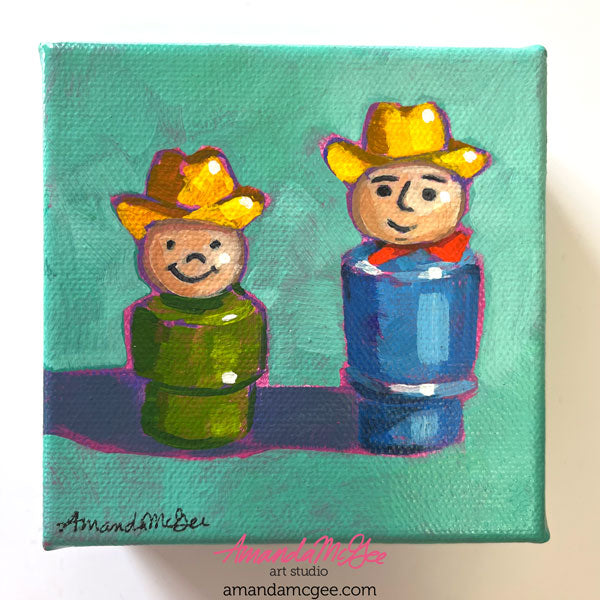 "Two Cowboys" Acrylic Painting