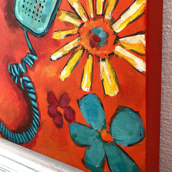 "Hot Dish" Rotary Telephone Acrylic Painting