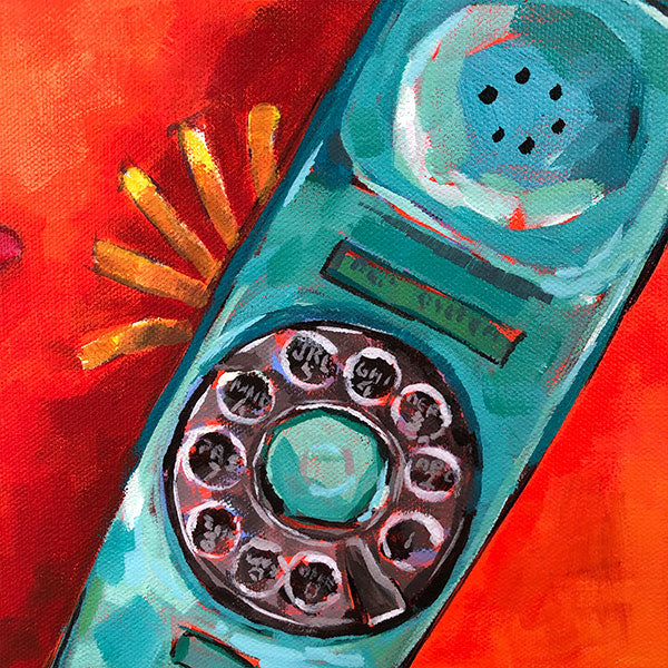 "Hot Dish" Rotary Telephone Acrylic Painting