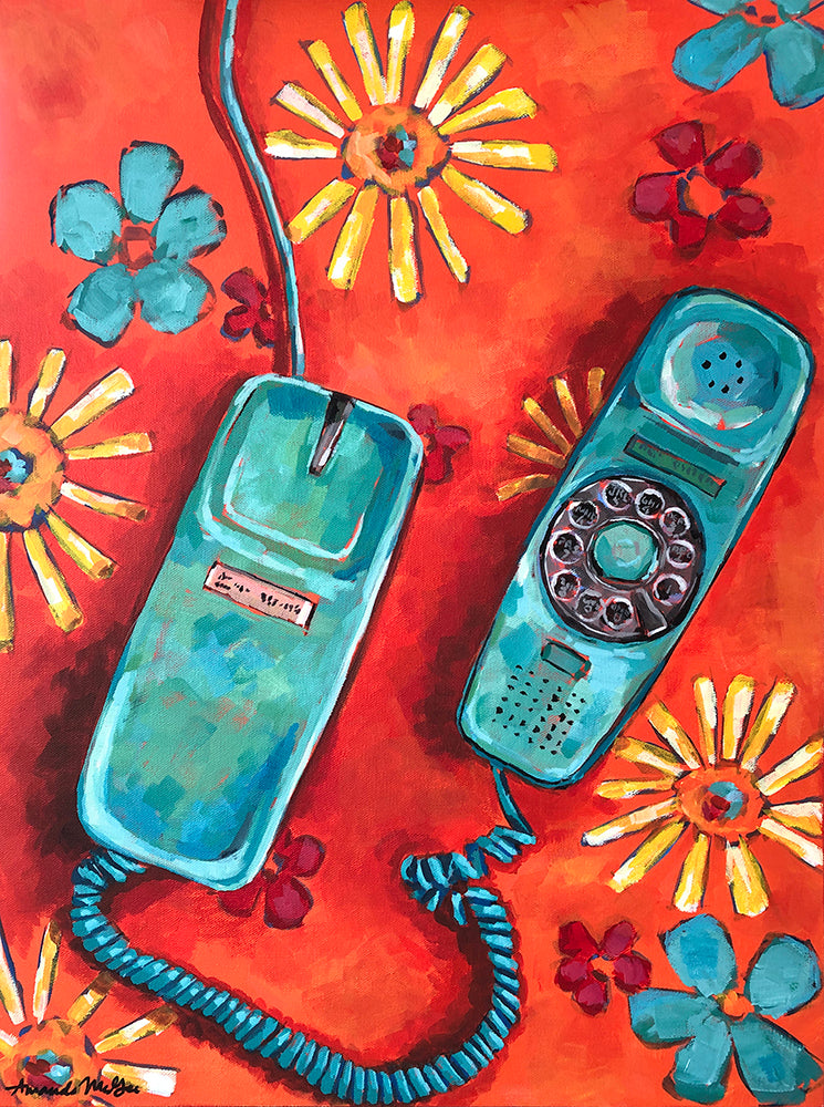 "Hot Dish" Rotary Telephone Acrylic Painting