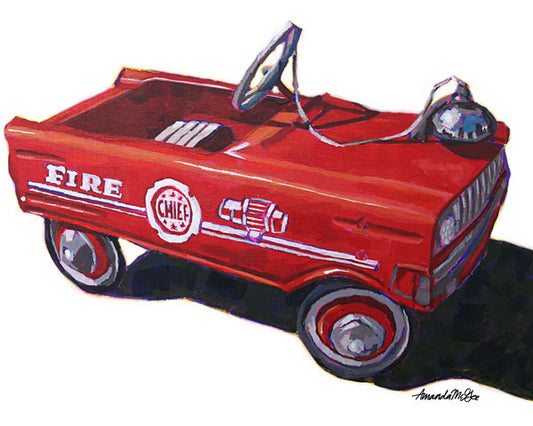 Art Print: Vintage Pedal Car "Lil Fire Chief (on white)"